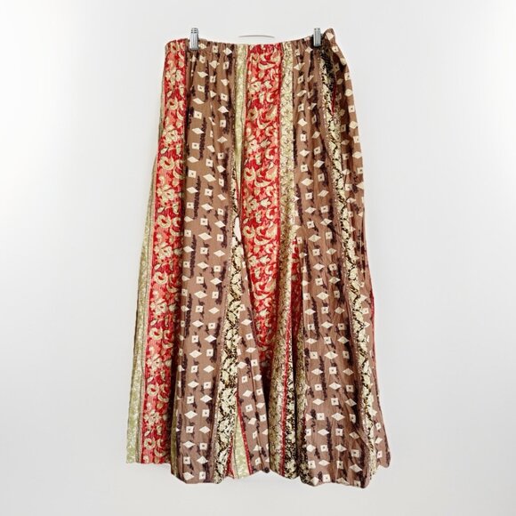 JM Collection Womens Boho Patchwork Maxi Skirt 16 Earthy Festival Elastic Waist - Picture 8 of 9
